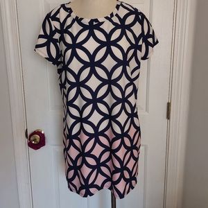 Ashley Stewart sz.14/16 blue,white and pink short sleeve dress
